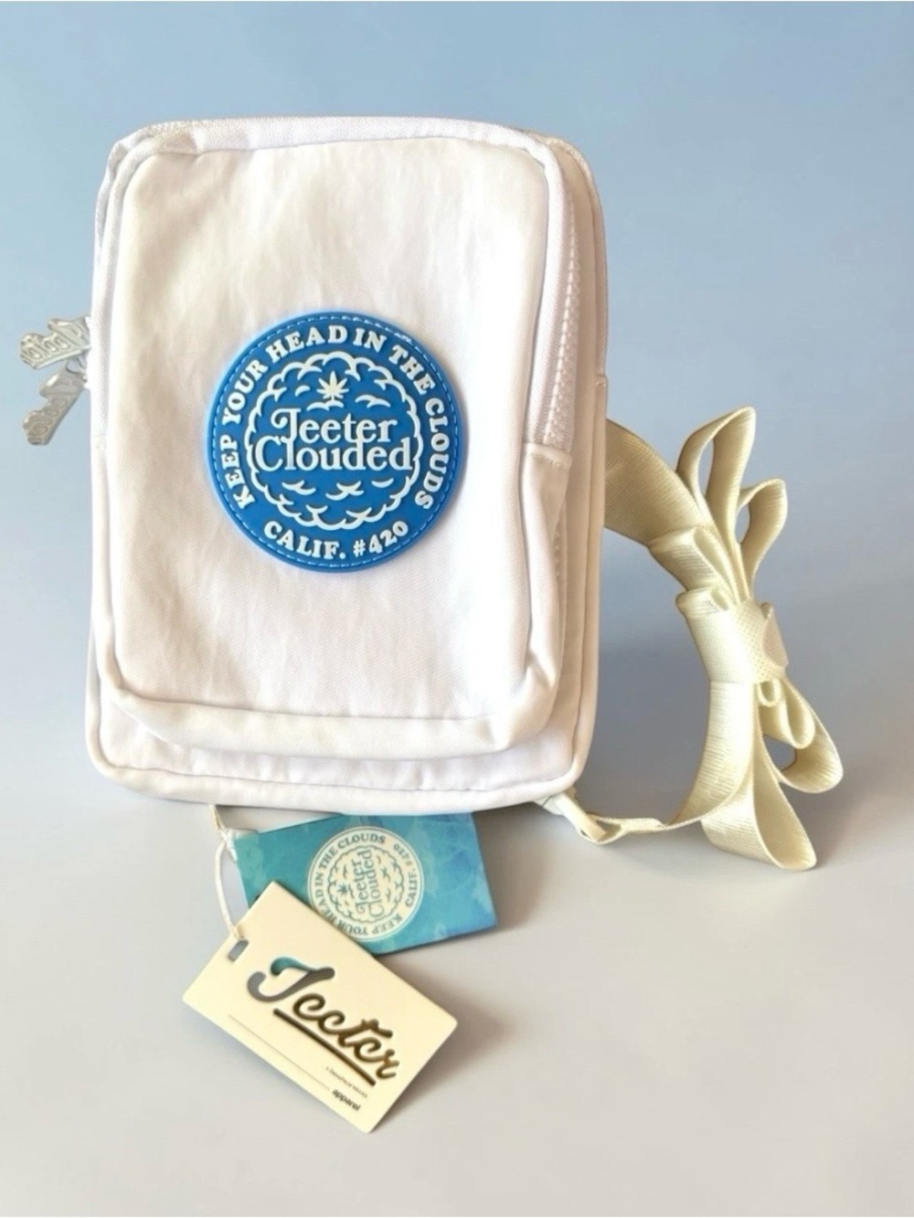Jeeter 420 White Crossbody Clouded Capsule Bag 6x8” Festival 3 Pockets NWT